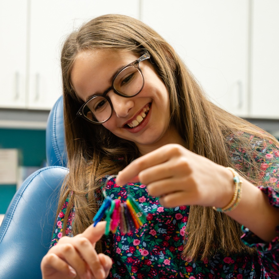 child patient getting braces